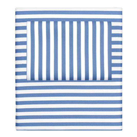Capri Blue Striped Flat Sheet