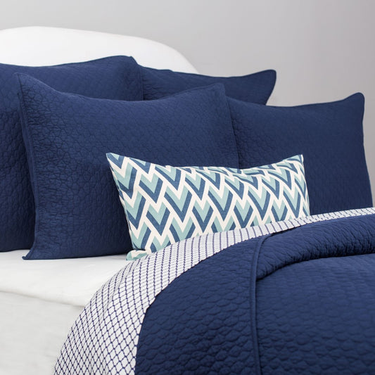 Navy Blue Cloud Quilt Euro Sham