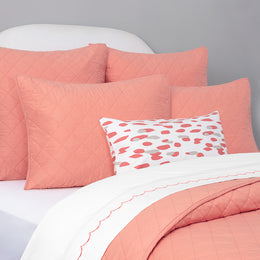 The Coral and Grey Brushstrokes Throw Pillow