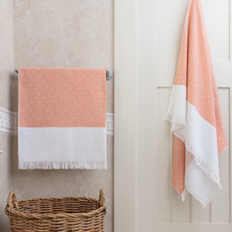 Coral Dot Fouta Towel Resort Bundle (4 Wash + 4 Hand + 4 Bath Towels + 2 Bath Sheets)