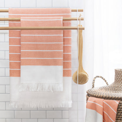The Coral Stripe Fouta Towels