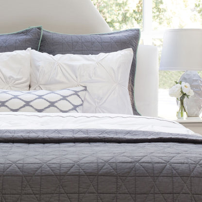 The Diamond Box-Stitch Charcoal Grey Quilt & Sham
