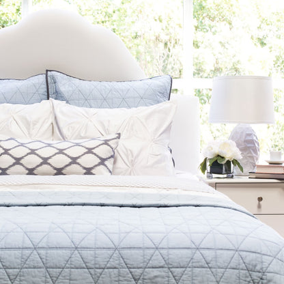 The Diamond Box-Stitch Light Blue Quilt & Sham
