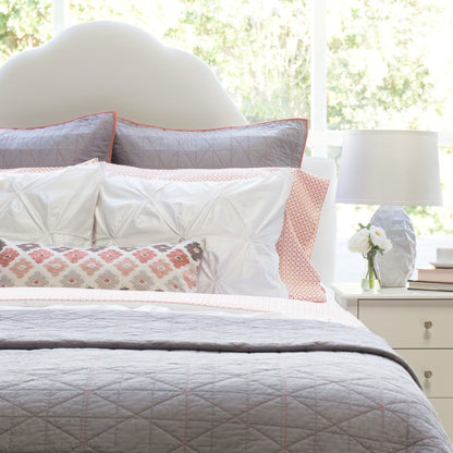The Diamond Box-Stitch Light Grey Quilt & Sham