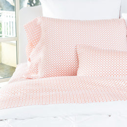 Coral Morning Glory Sheet Set (Fitted, Flat, & Pillow Cases)