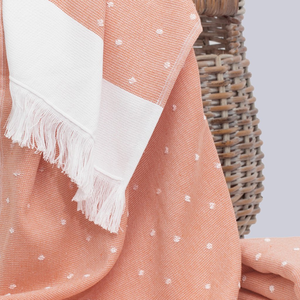 Coral Dot Fouta Towel Resort Bundle (4 Wash + 4 Hand + 4 Bath Towels + 2 Bath Sheets)