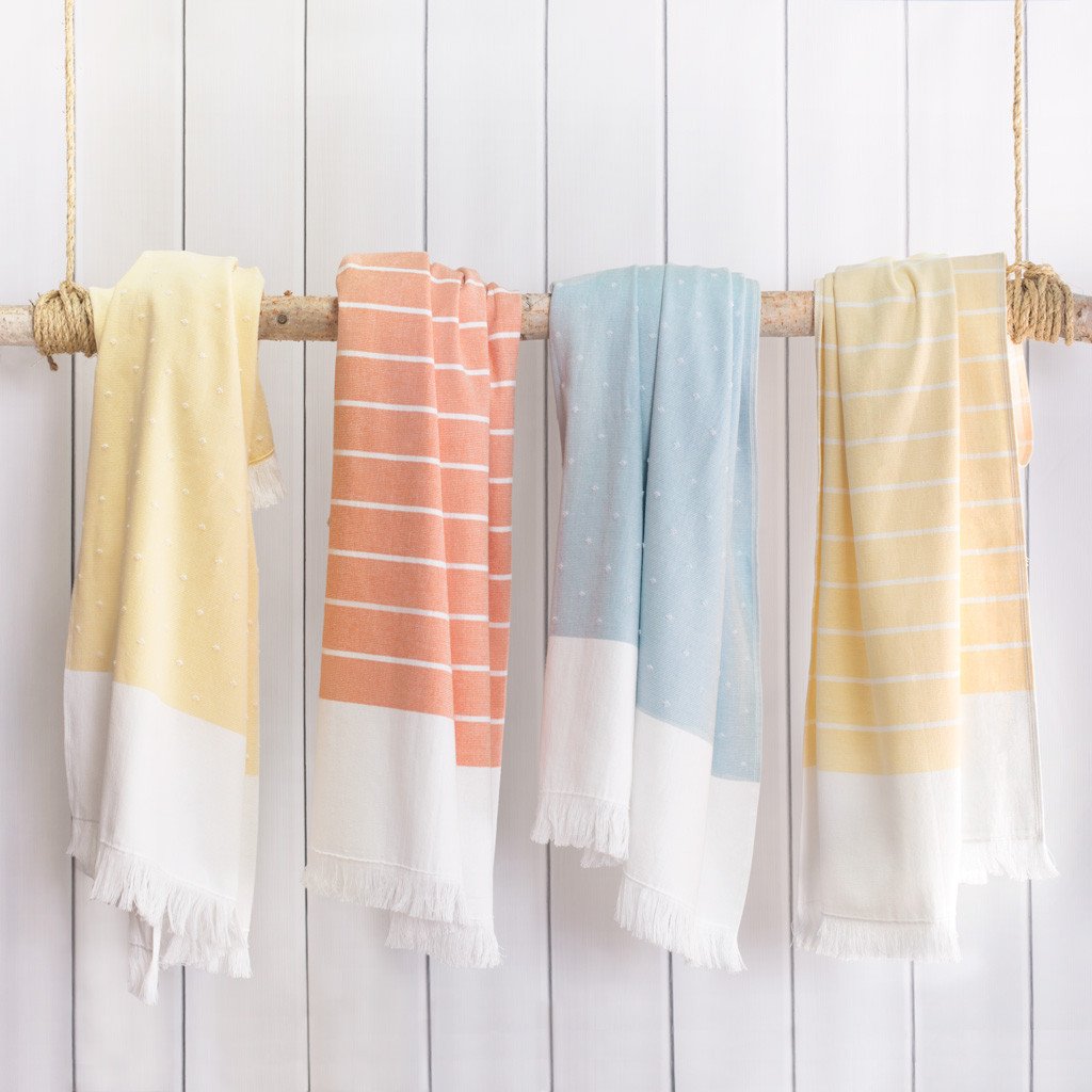 Coral Stripe Fouta Towel Spa Bundle (2 Wash + 2 Hand + 4 Bath Towels)