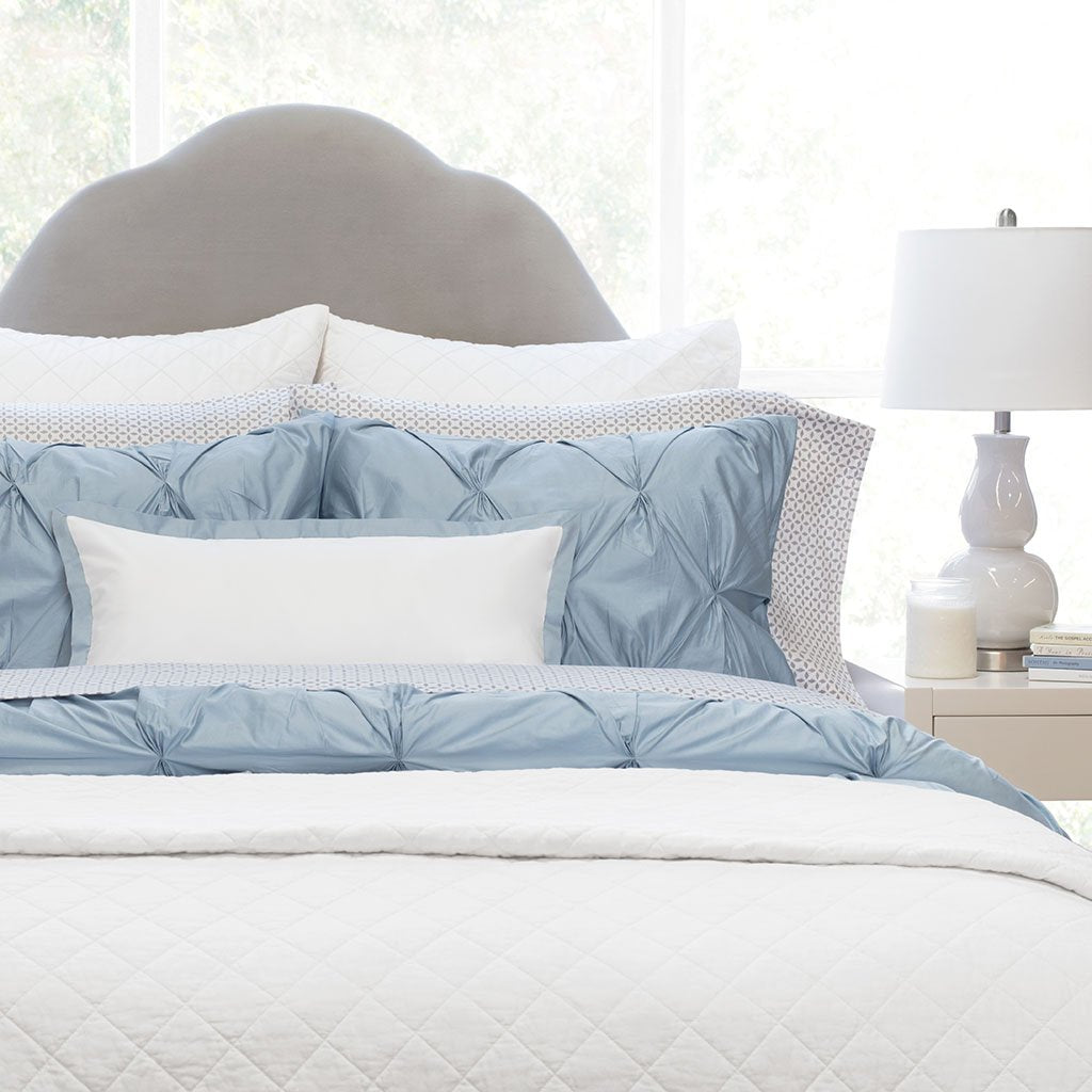 French Blue Valencia Pintuck Duvet Cover
