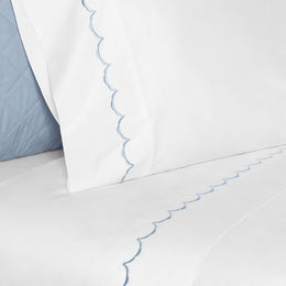 The French Blue Wavelet Embroidered Sheet Set