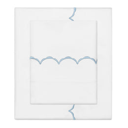 The French Blue Wavelet Embroidered Sheet Set