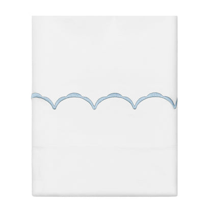 French Blue Wavelet Embroidered Pillowcase Pair