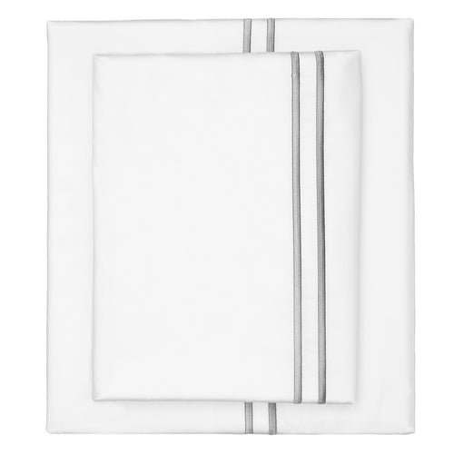 Grey Lines Embroidered Sheet Set (Fitted, Flat, & Pillow Cases)