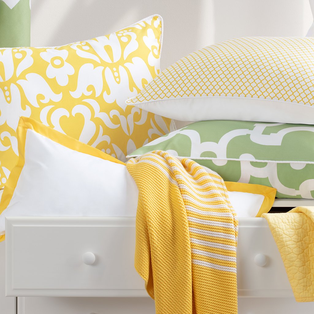 Yellow and Grey Striped Throw