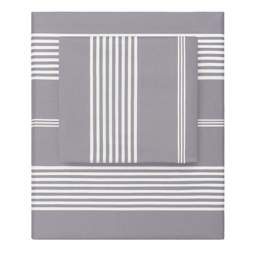 Grey Striped Seaport Fitted Sheet