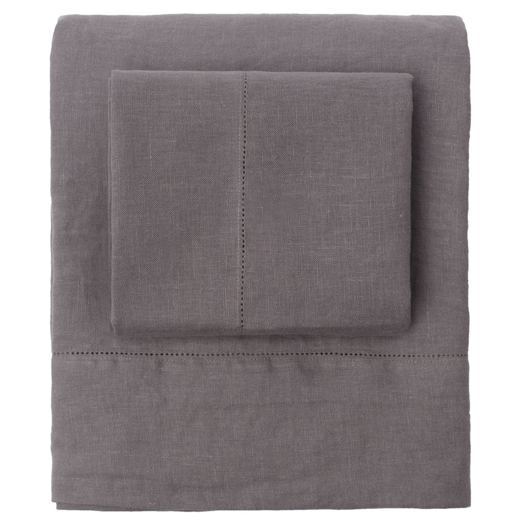 Grey Belgian Flax Linen Fitted Sheet