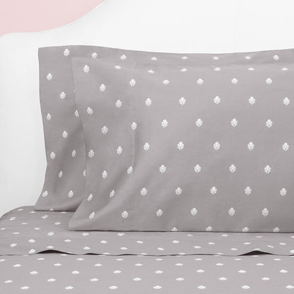 Grey Flora Flat Sheet
