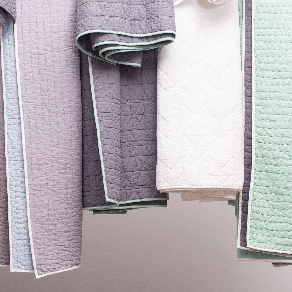 The Diamond Box-Stitch Charcoal Grey Quilt & Sham