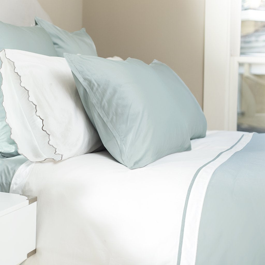 Porcelain Green Flange Euro Sham