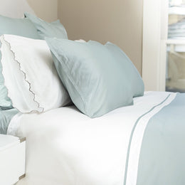 Porcelain Green Flange Sham Pair