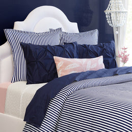 Navy Blue Valencia Pintuck Sham Pair
