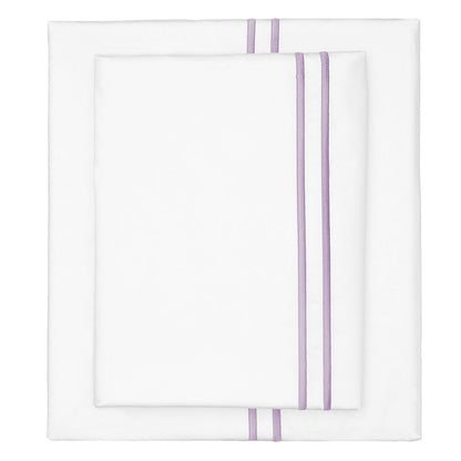 Lilac Purple Lines Embroidered Sheet Set (Fitted, Flat, & Pillow Cases)