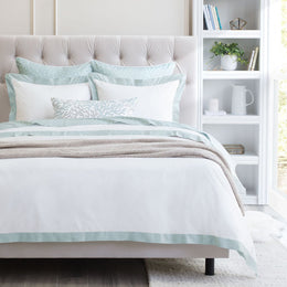 Porcelain Green Linden Border Euro Sham