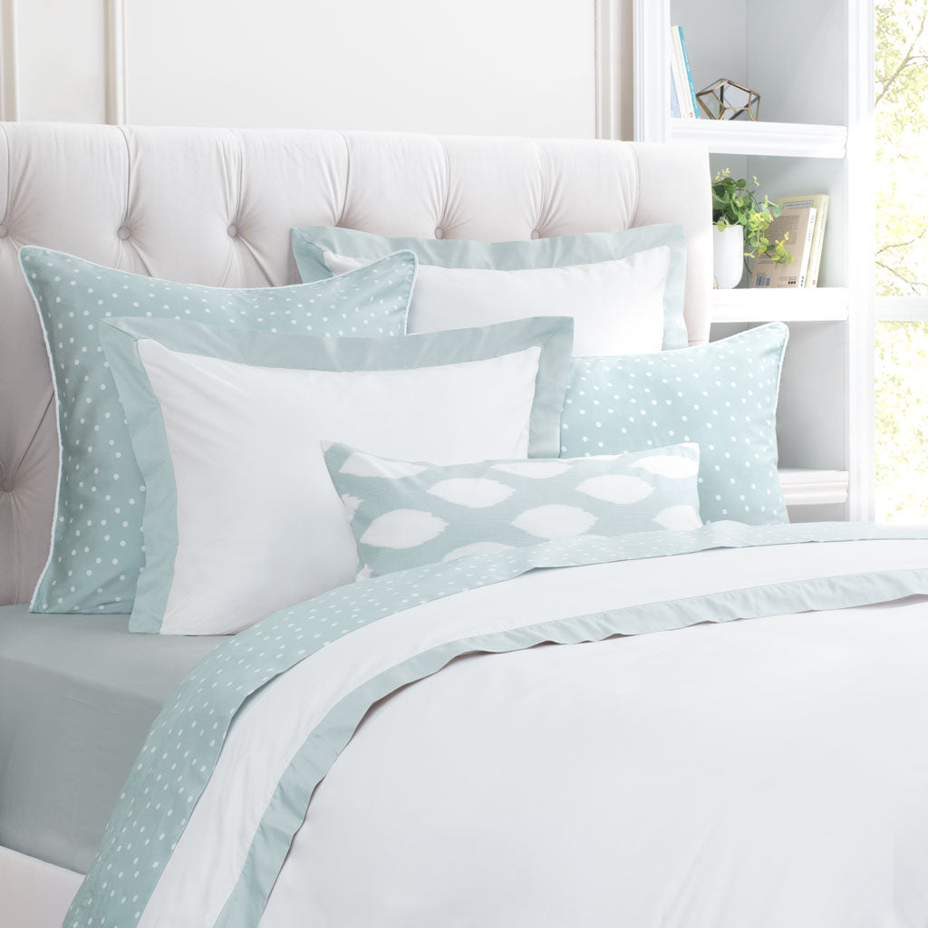 Porcelain Green Linden Border Euro Sham