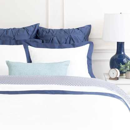 Slate Blue Linden Border Duvet Cover