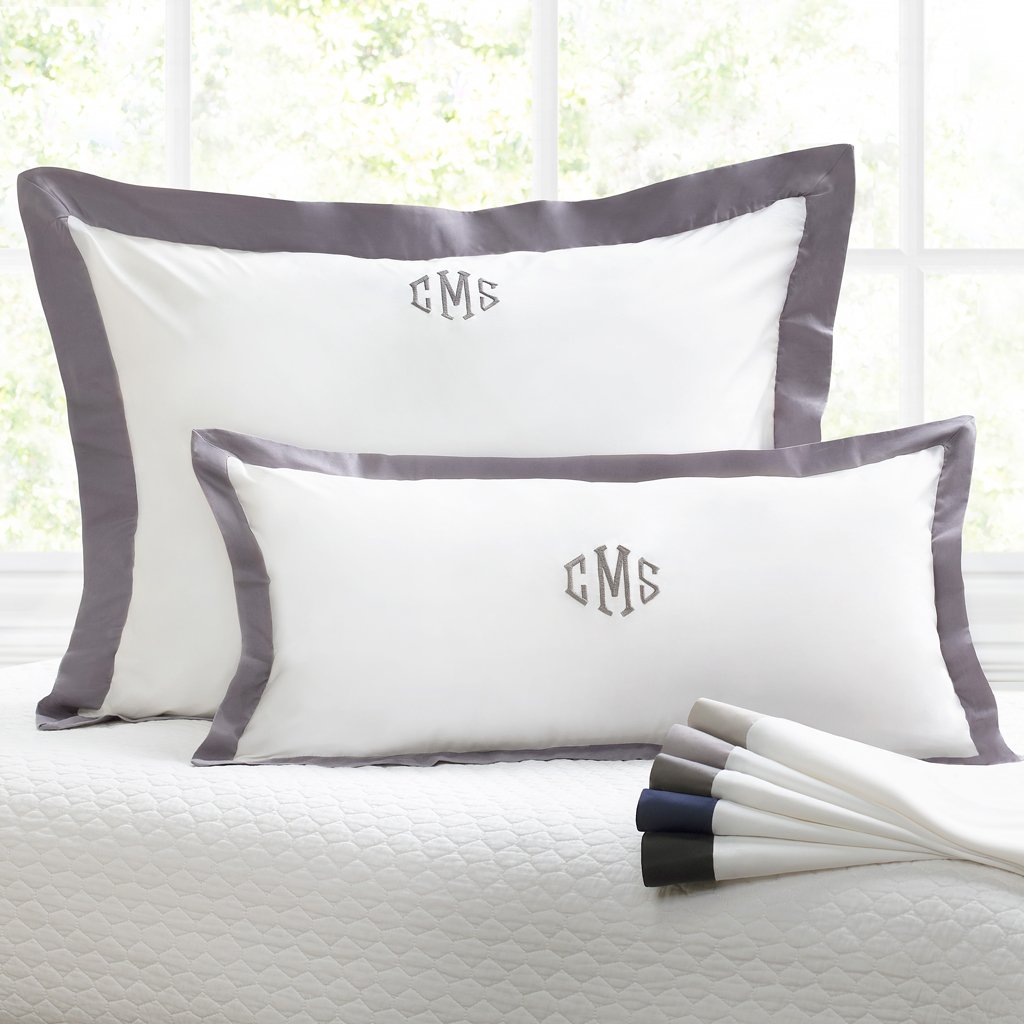 Dove Grey Linden Border Duvet Cover