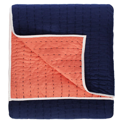 Reversible Pick-Stitch Navy Blue Quilt