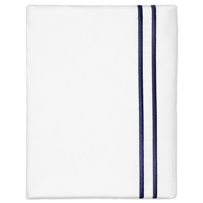Navy Lines Embroidered Pillowcase Pair