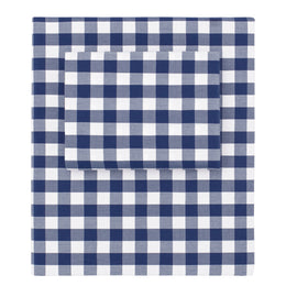 Navy Blue Small Gingham Fitted Sheet