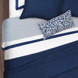 Navy Blue Linden Border Duvet Cover