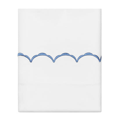 Coastal Blue Wavelet Embroidered Pillowcase Pair