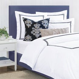 Octavia Navy Embroidered Percale Euro Sham