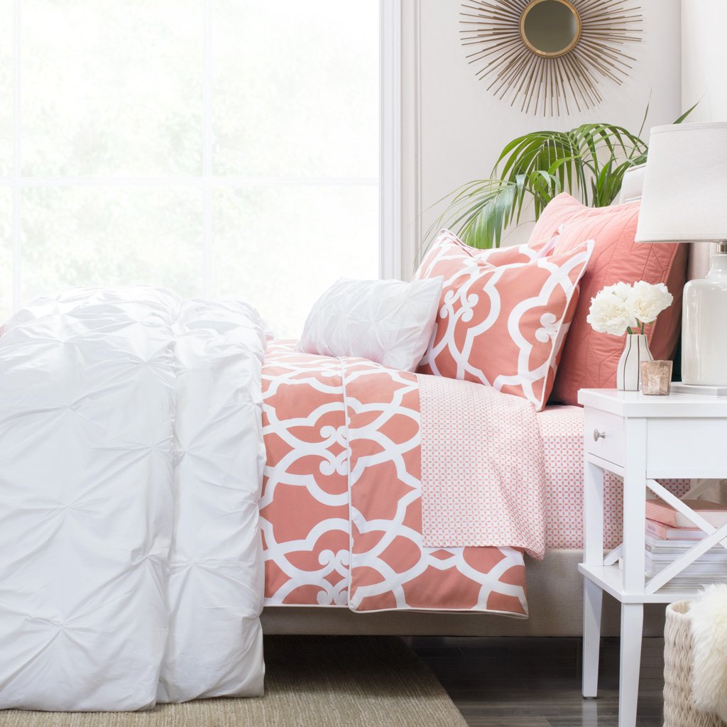 White Valencia Pintuck Duvet Cover