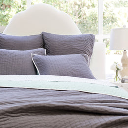 Reversible Pick-Stitch Charcoal Grey Quilt Euro Sham