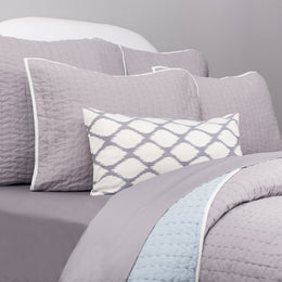 The Reversible Pick-Stitch Light Grey Quilt & Sham
