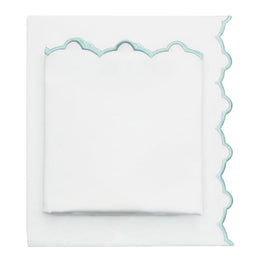 The Porcelain Green Scalloped Embroidered Sheet Set