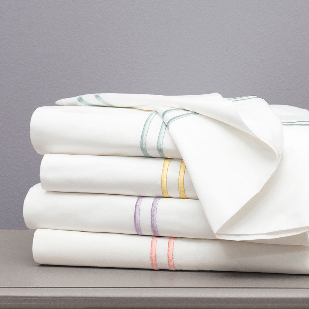 The Porcelain Green Lines Embroidered Sheet Set