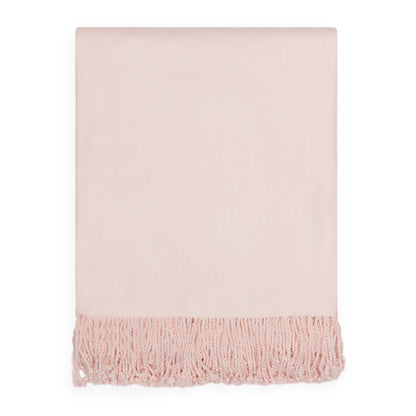 The Pale Pink Solid Fringed Throw Blanket