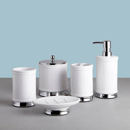 Classic White Chrome Bath Accessories, Toothbrush Holder