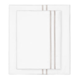 Dove Grey Lines Embroidered Pillowcase Pair