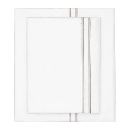 Dove Grey Lines Embroidered Sheet Set (Fitted, Flat, & Pillow Cases)