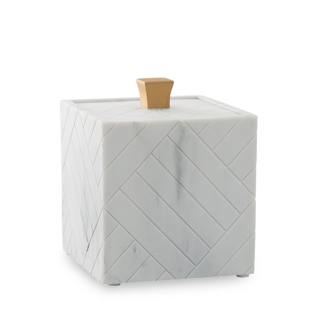 The Herringbone Grey Marble Bath Accessories