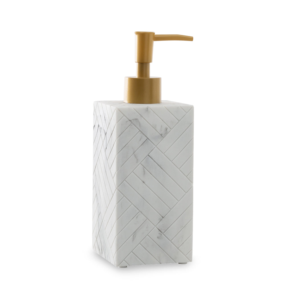 The Herringbone Grey Marble Bath Accessories