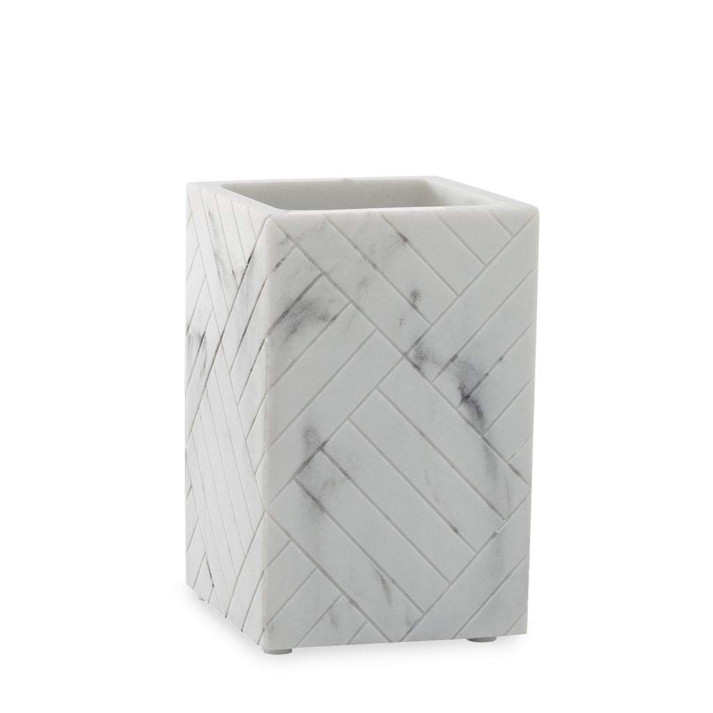 The Herringbone Grey Marble Bath Accessories