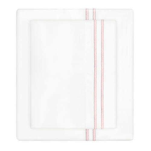 Pink Lines Embroidered Sheet Set (Fitted, Flat, & Pillow Cases)