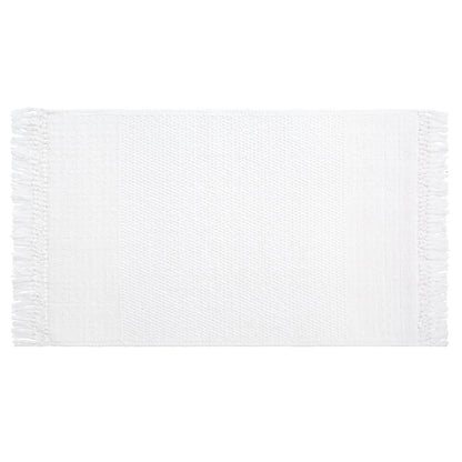 The White Fringed Textured Bath Mat