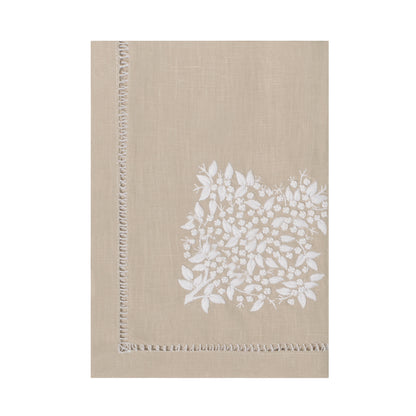 The Embroidered Botanical Hemstitch Linen Napkin (Set of 4)